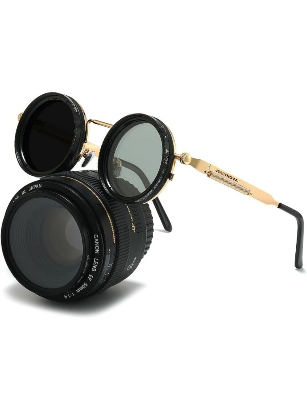 Adjustable Polarized Round Sunglasses - Steampunk Metal, ND Filter, Retro Style
